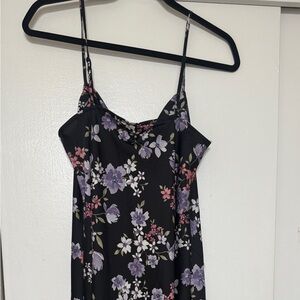 Hippie Rose Black Floral Dress with Purple and Pink Blooms- Large